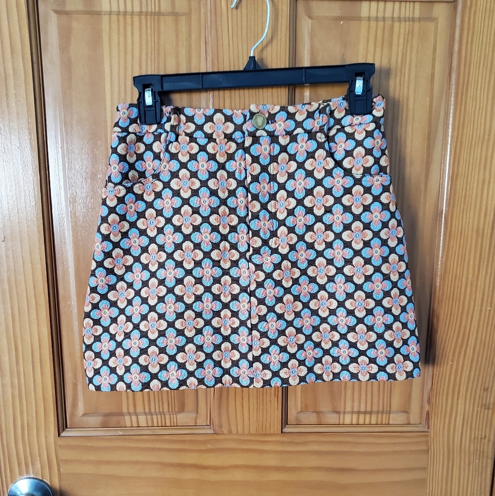 Retro Floral Mini Skirt